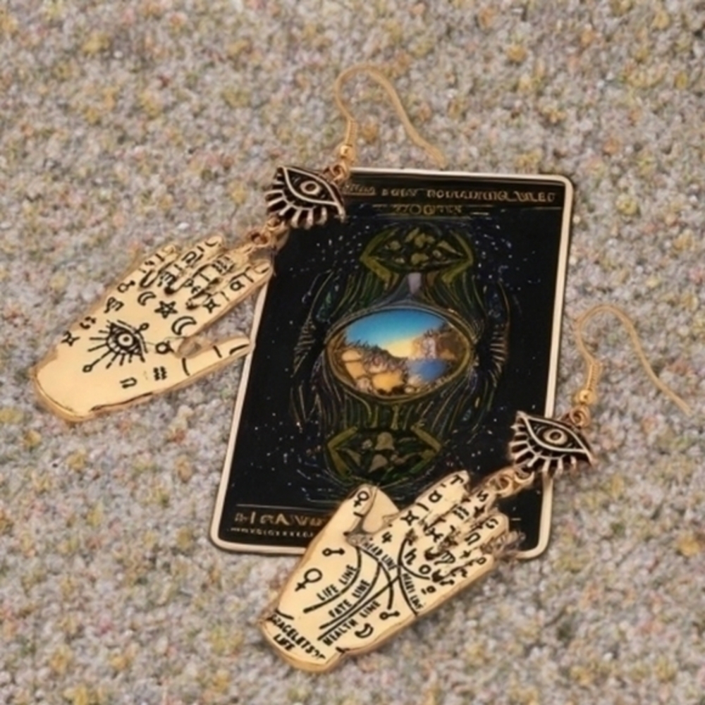 MODCLOTH HAND OF FATIMA HASMA DROP EARRINGS - Picture 2 of 3